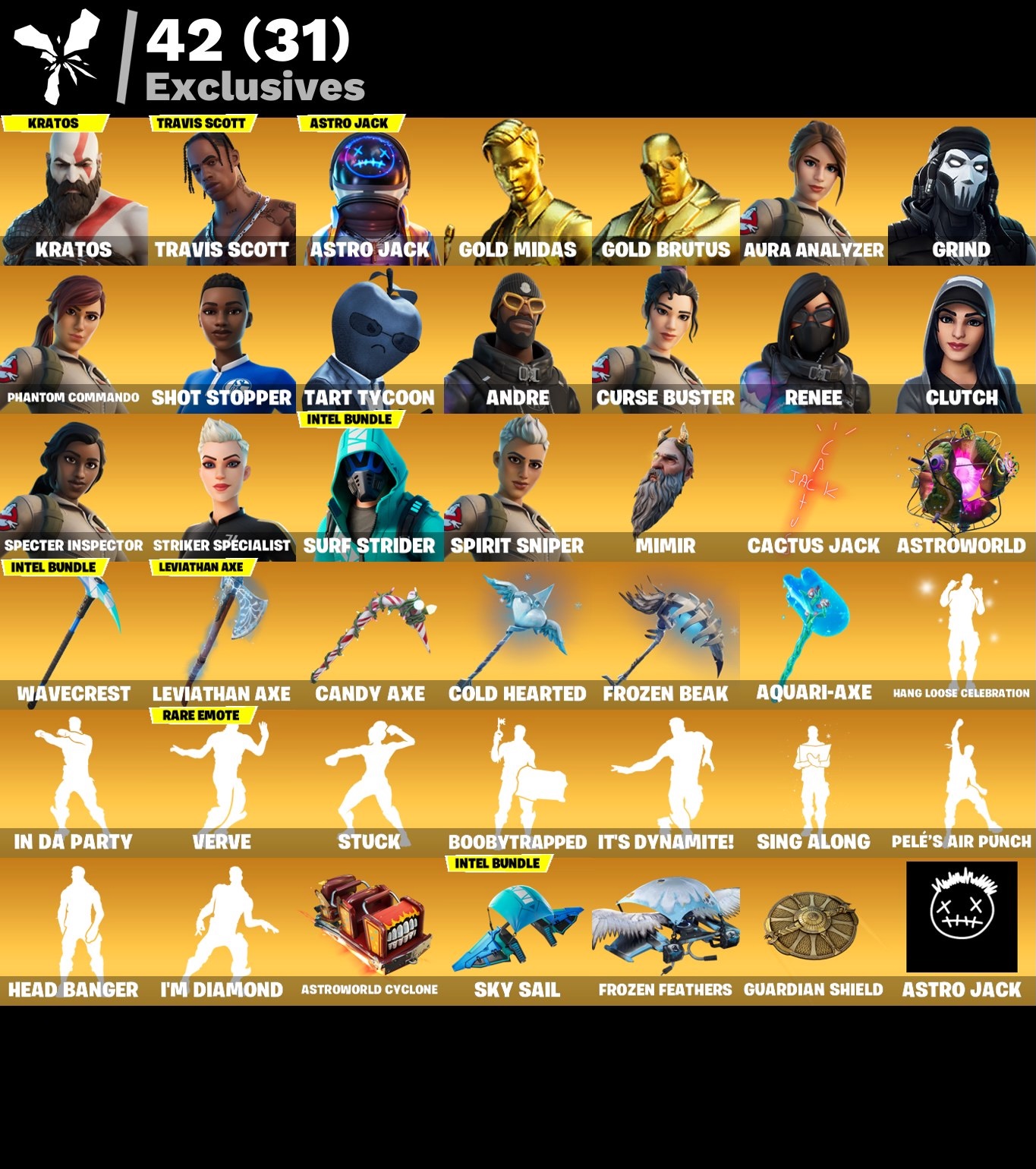 Fortnite Account - Travis Scott - Kratos - Leviathan Spitzhacke - 330 Skins