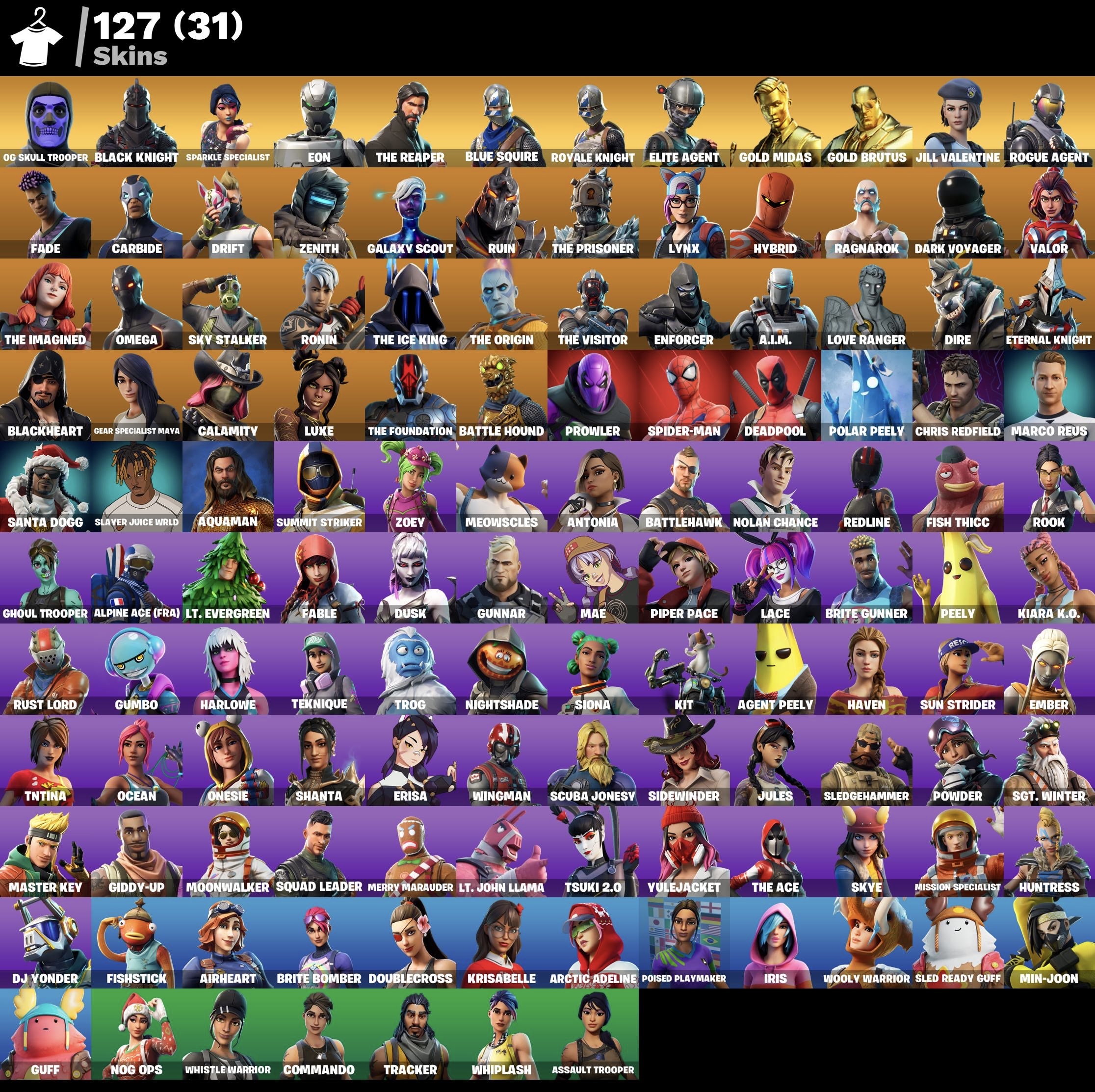 Fortnite Account - OG Skull Trooper - Black Knight - Eon - S3 Battelpass - Battle Bus Banner - 127 Skins - Image 2