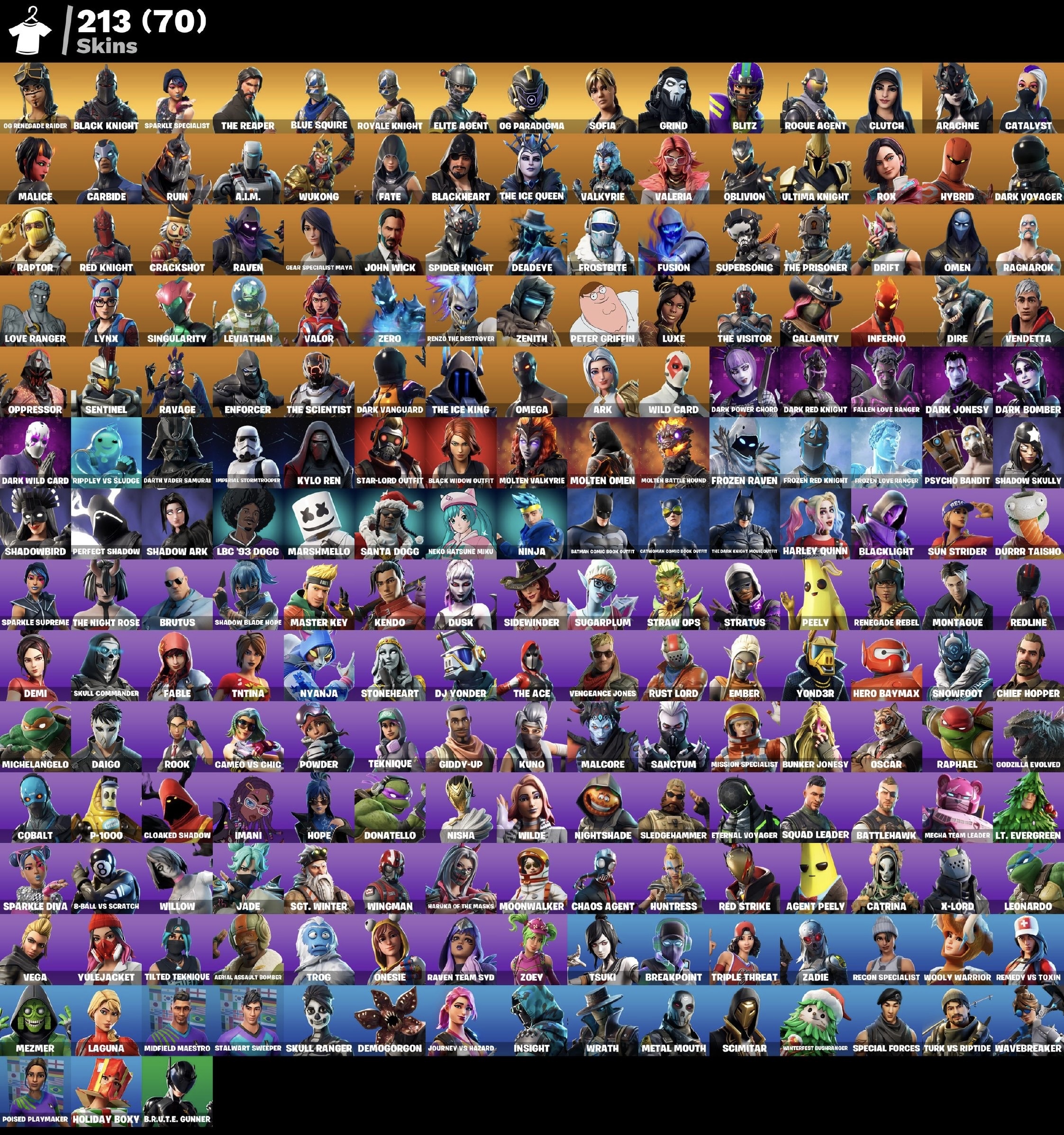 Fortnite Account - OG Renegade Raider - OG Raiders Revenge Spitzhacke - Schwarzer Ritter - S3 Battle Pass - Battle Bus Banner - Mako - 213 Skins - Image 2