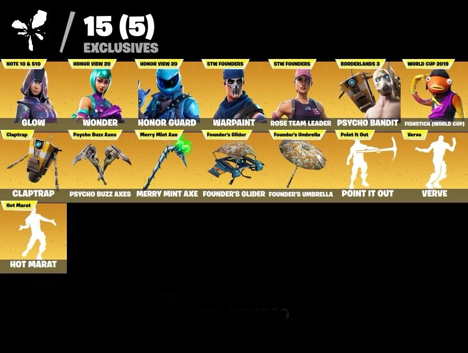 Fortnite Account - Wonder - Honor Guard - Psycho Bandit - Minty Spitzhacke - 139 Skins