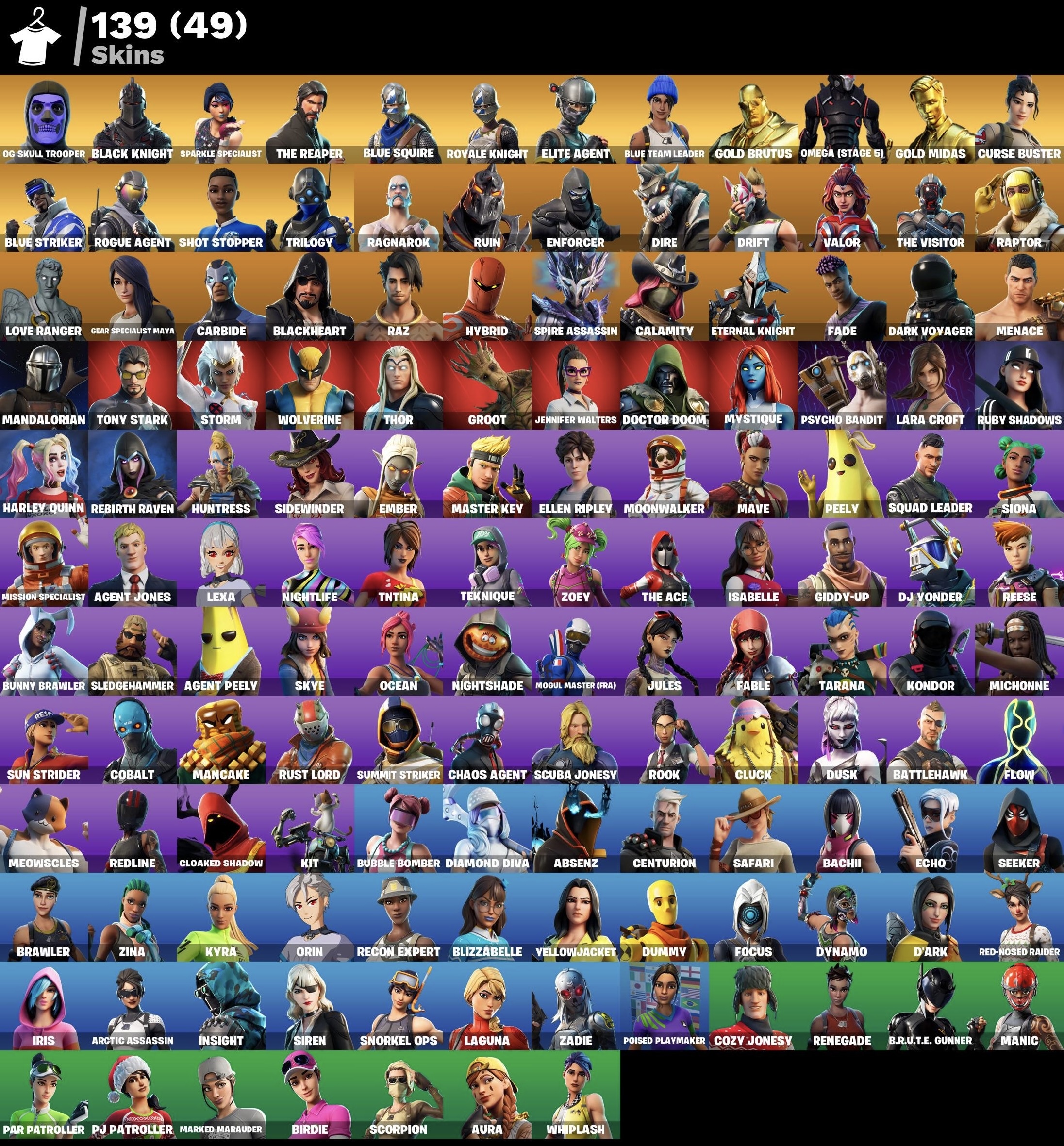 Fortnite Account - OG Skull Trooper - Schwarzer Ritter - S3 Battelpass - Leviathan Spitzhacke - Battle Bus Banner - 139 Skins - Image 2