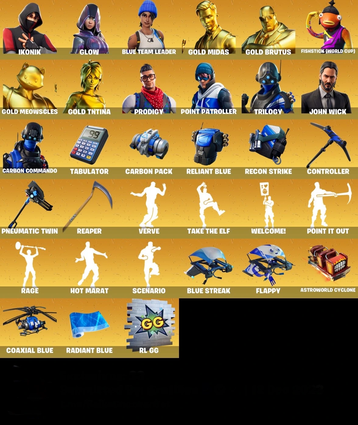 Fortnite Account - Ikonik - Glow - Astroworld Cyclone - Fishstick (WC) - 168 - Skins