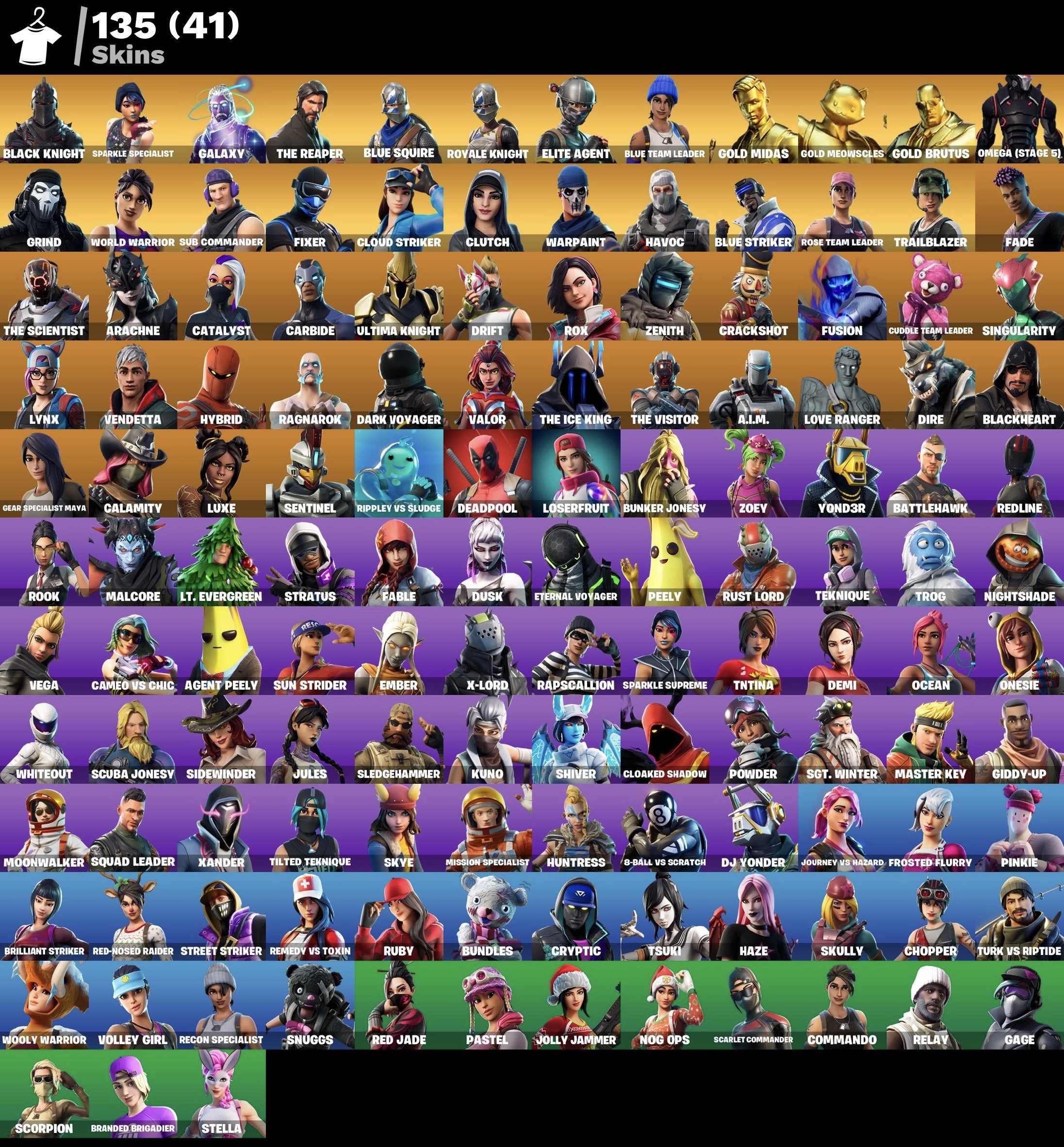 Fortnite Account - Schwarzer Ritter - Galaxy - S3 Battle Pass - Battle Bus Banner - Mako - 135 Skins - Image 2